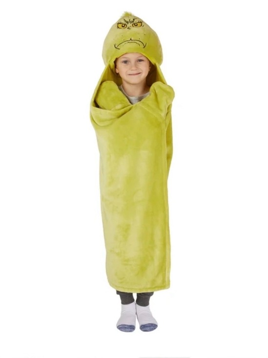 The Grinch Other - Grinch Kids Holiday Character Hooded Throw, 40” x 50”